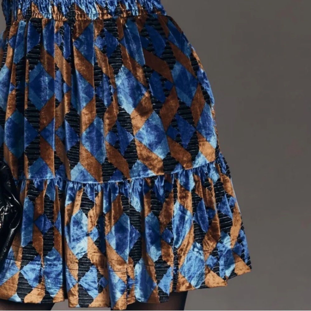 Anthropologie the Somerset Mini velvet Dress Boho dress short sleeve dress - Picture 6 of 8